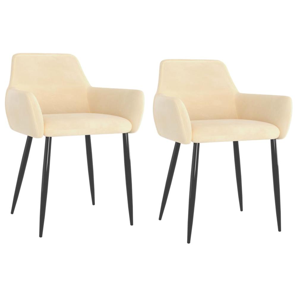 vidaXL Dining Chairs 2 pcs Cream Velvet. Picture 1