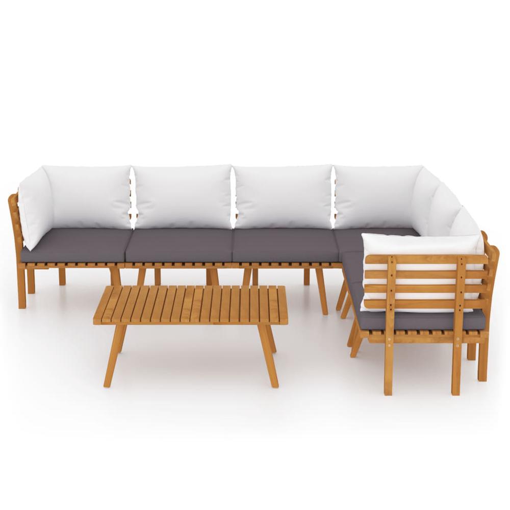 vidaXL 7 Piece Patio Lounge Set with Cushions Solid Acacia Wood, 3087015. Picture 3