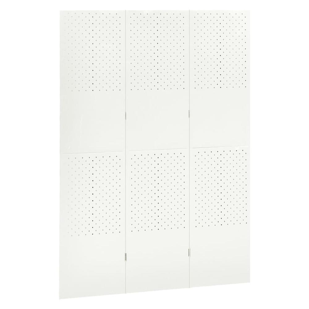 vidaXL 3-Panel Room Divider White 47.2"x70.9" Steel. Picture 3