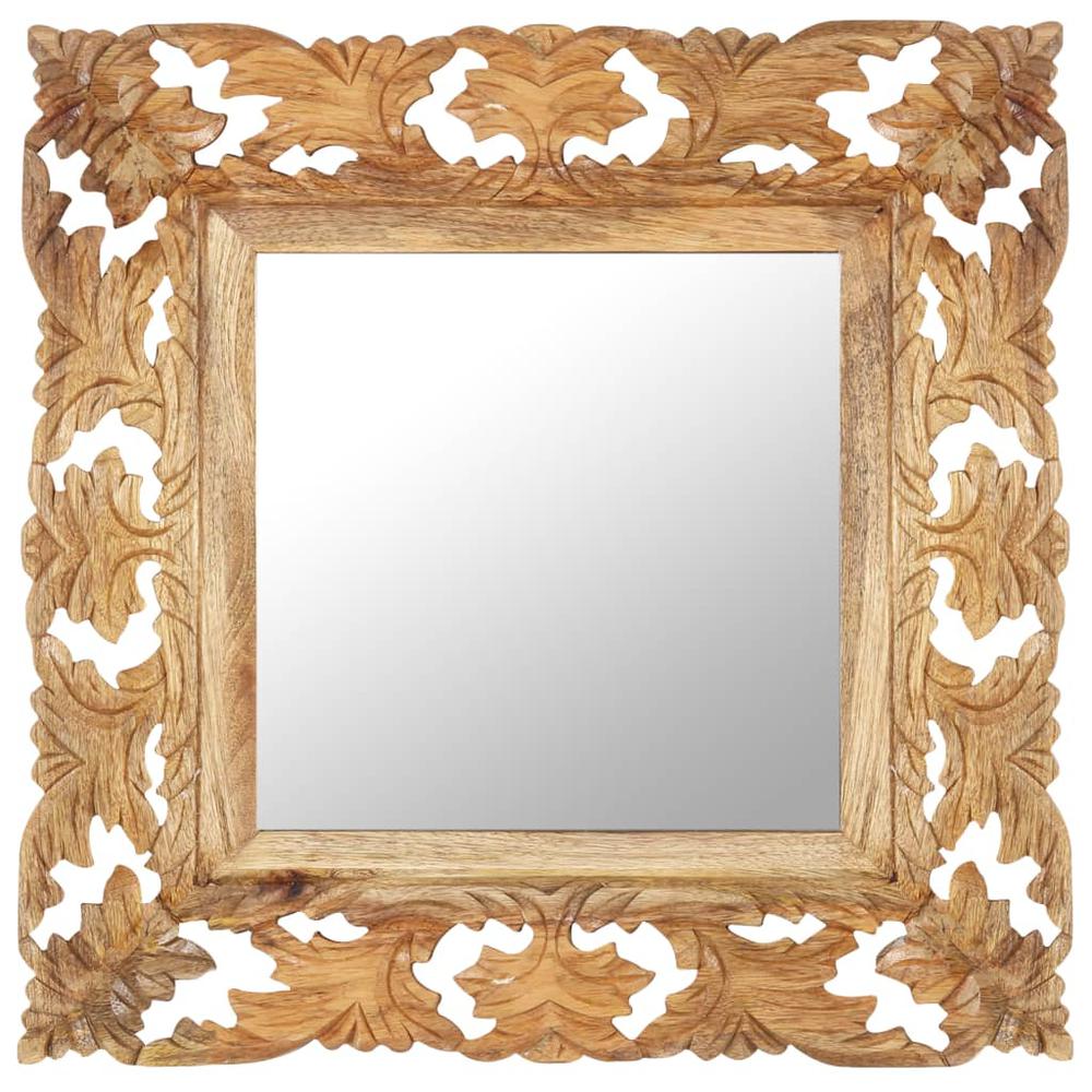 vidaXL Hand Carved Mirror Brown 19.7"x19.7" Solid Mango Wood. Picture 1