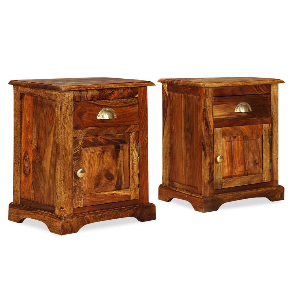 vidaXL Bedside Cabinet 2 pcs 15.7"x11.8"x19.7" Solid Sheesham Wood. Picture 11