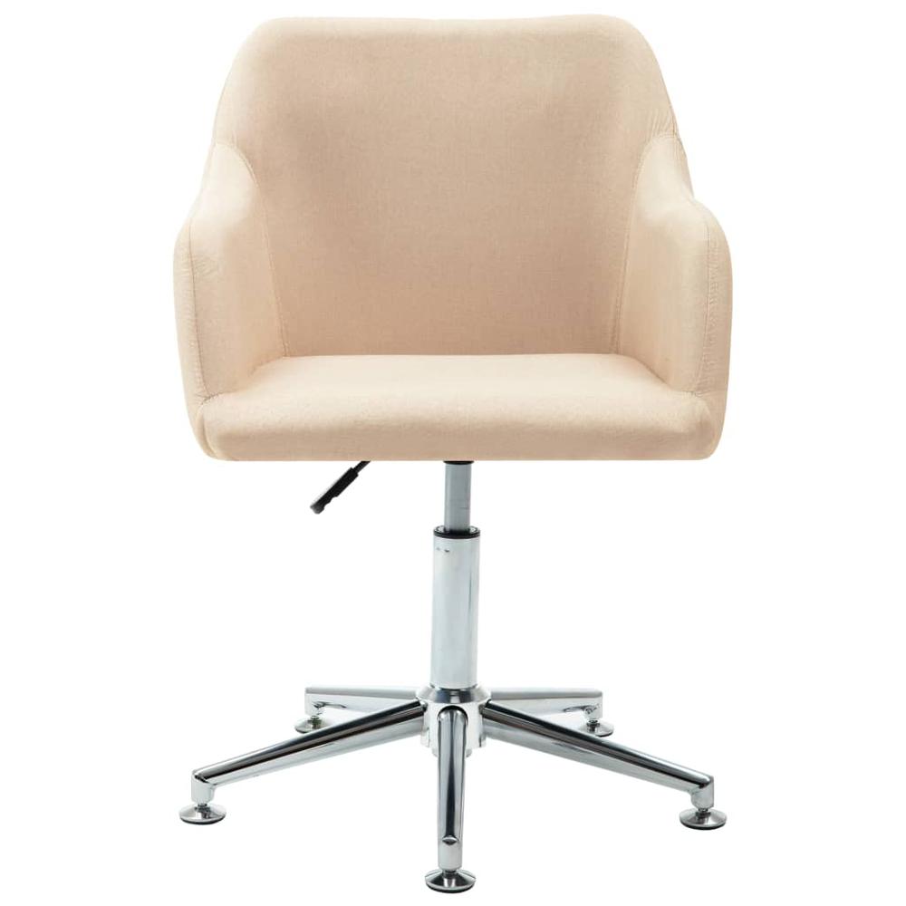 vidaXL Swivel Dining Chairs 2 pcs Cream Fabric. Picture 2