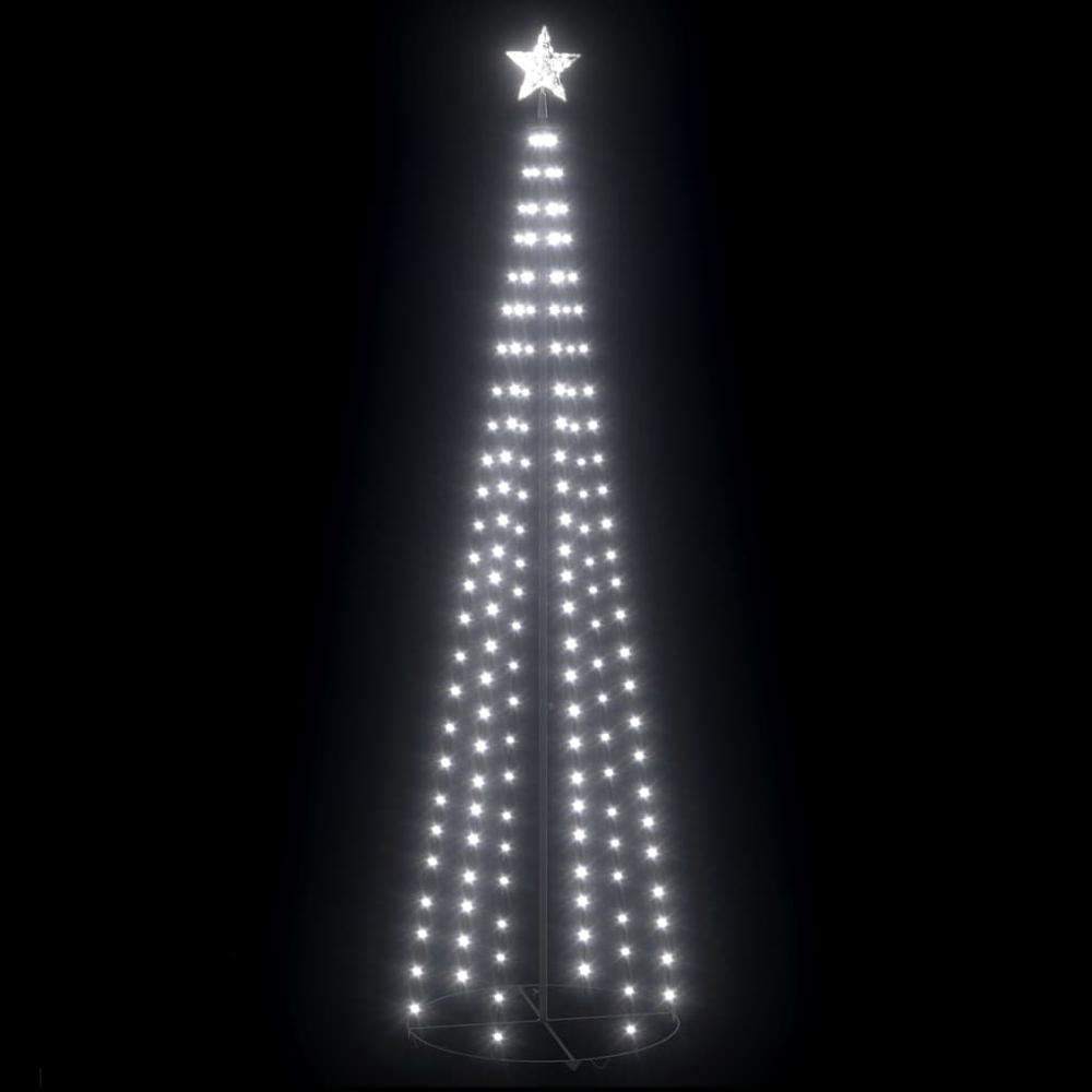 vidaXL Christmas Cone Tree Cold White 136 LEDs Decoration 27.6"x94.5". Picture 2
