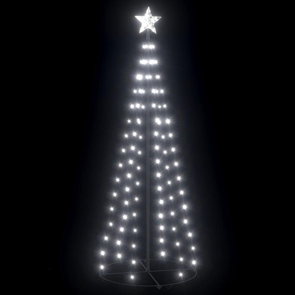 vidaXL Christmas Cone Tree Cold White 100 LEDs Decoration 27.6"x70.9". Picture 2