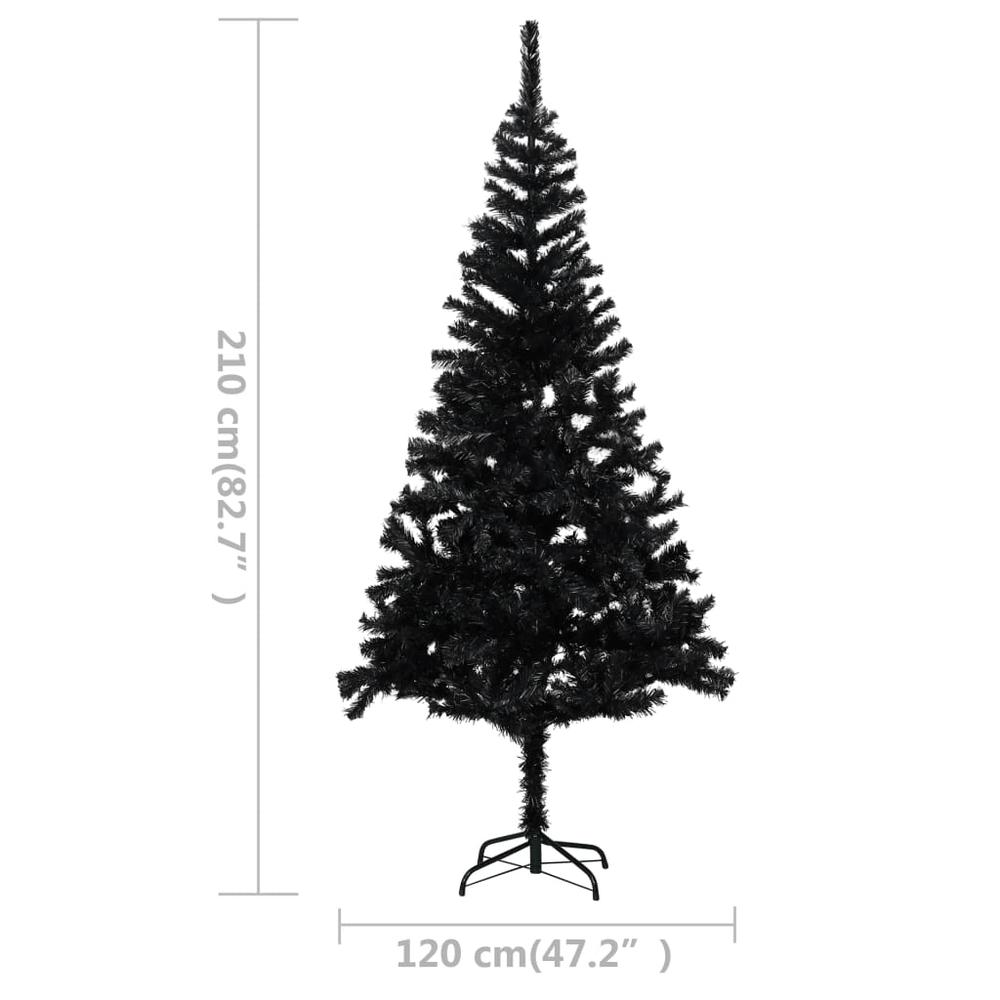 vidaXL Artificial Christmas Tree with LEDs&Ball Set Black 82.7" PVC, 3077505. Picture 11