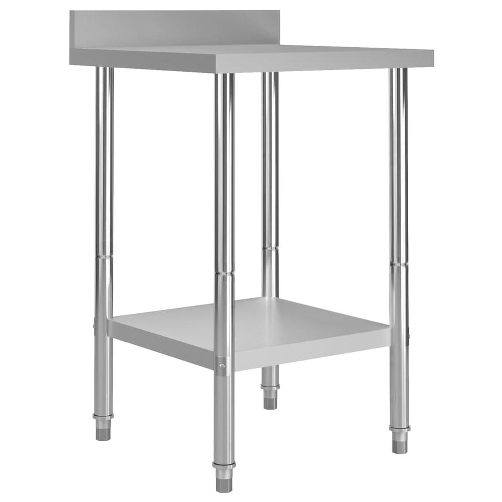 vidaXL Kitchen Work Table with Backsplash 23.6"x23.6"x36.6" Stainless Steel, 51185. Picture 1