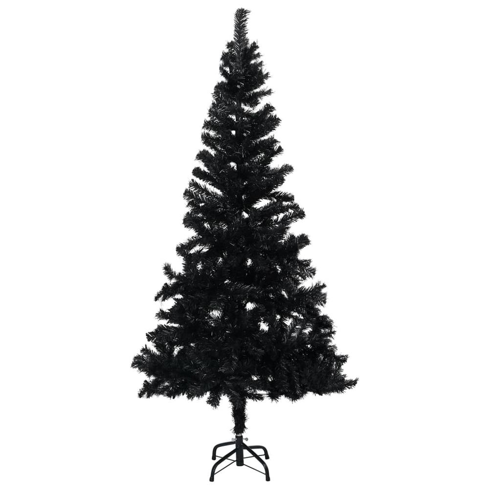 vidaXL Artificial Christmas Tree with LEDs&Ball Set Black 94.5" PVC, 3077506. Picture 2