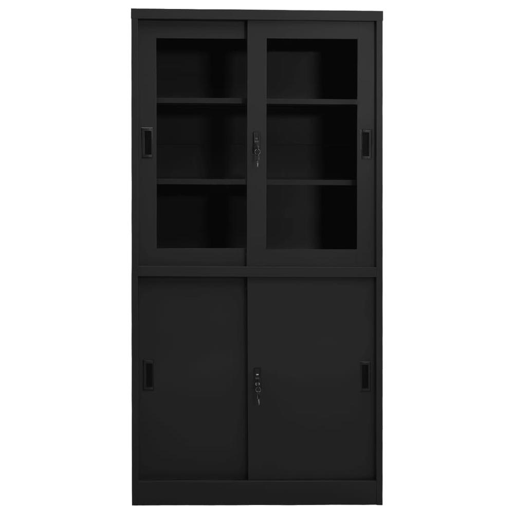 vidaXL Office Cabinet with Sliding Door Anthracite 35.4"x15.7"x70.9" Steel, 335965. Picture 2