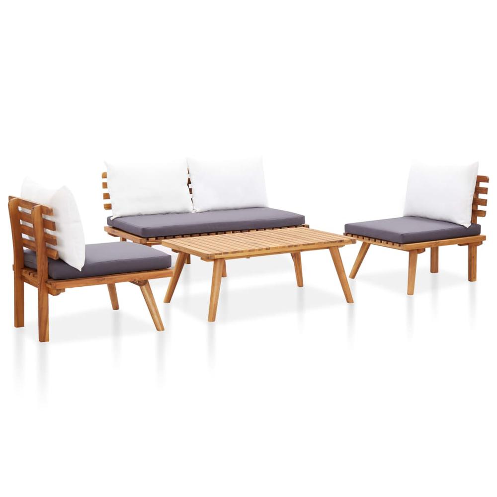 vidaXL 4 Piece Patio Lounge Set with Cushions Solid Wood Acacia. Picture 1