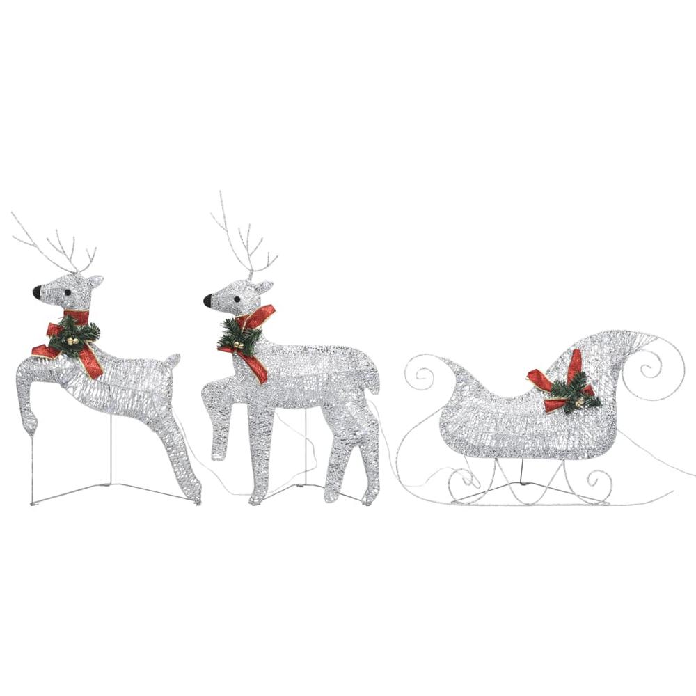 vidaXL Reindeer & Sleigh Christmas Decoration 60 LEDs Outdoor Silver, 289978. Picture 2