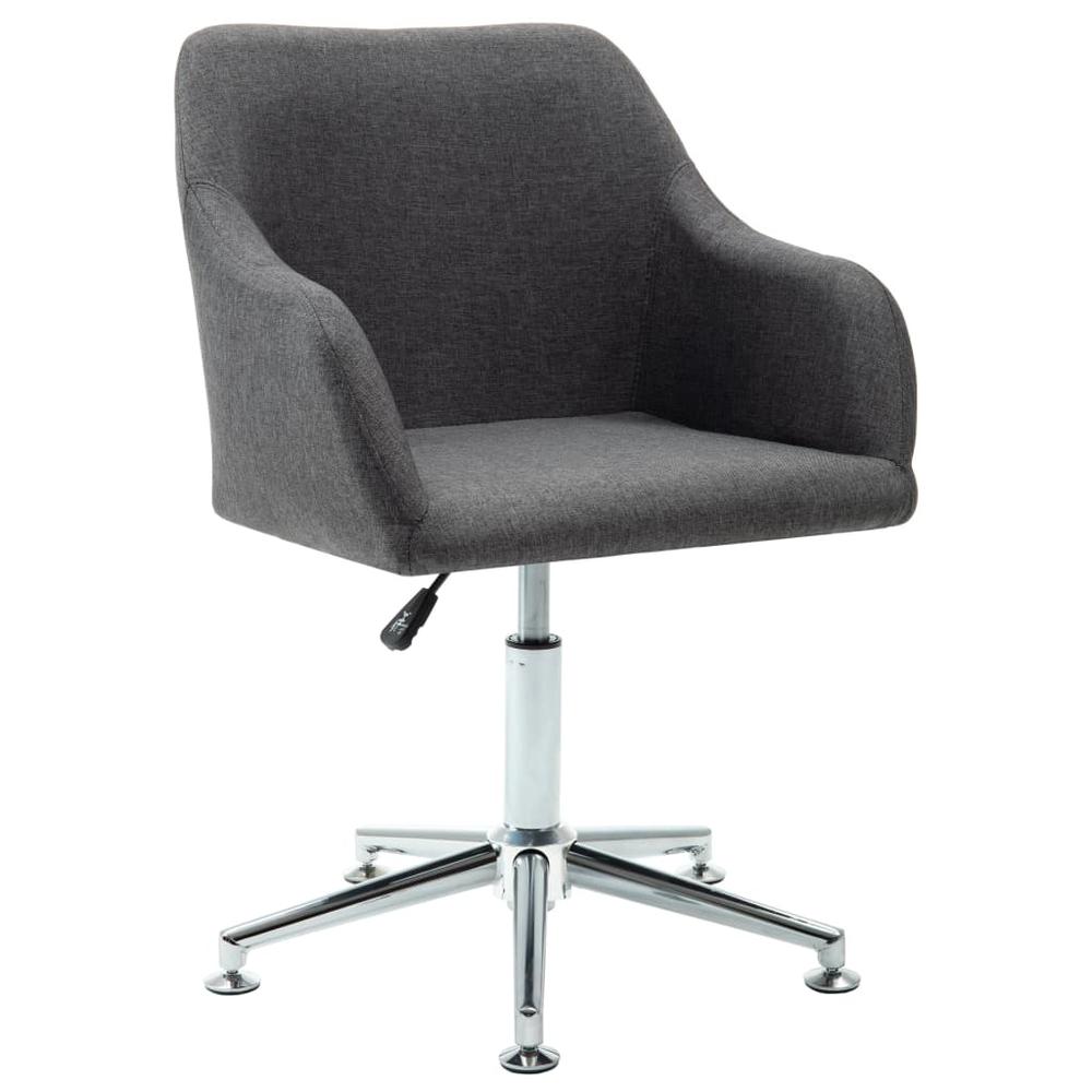 vidaXL Swivel Dining Chair Dark Gray Fabric. Picture 1