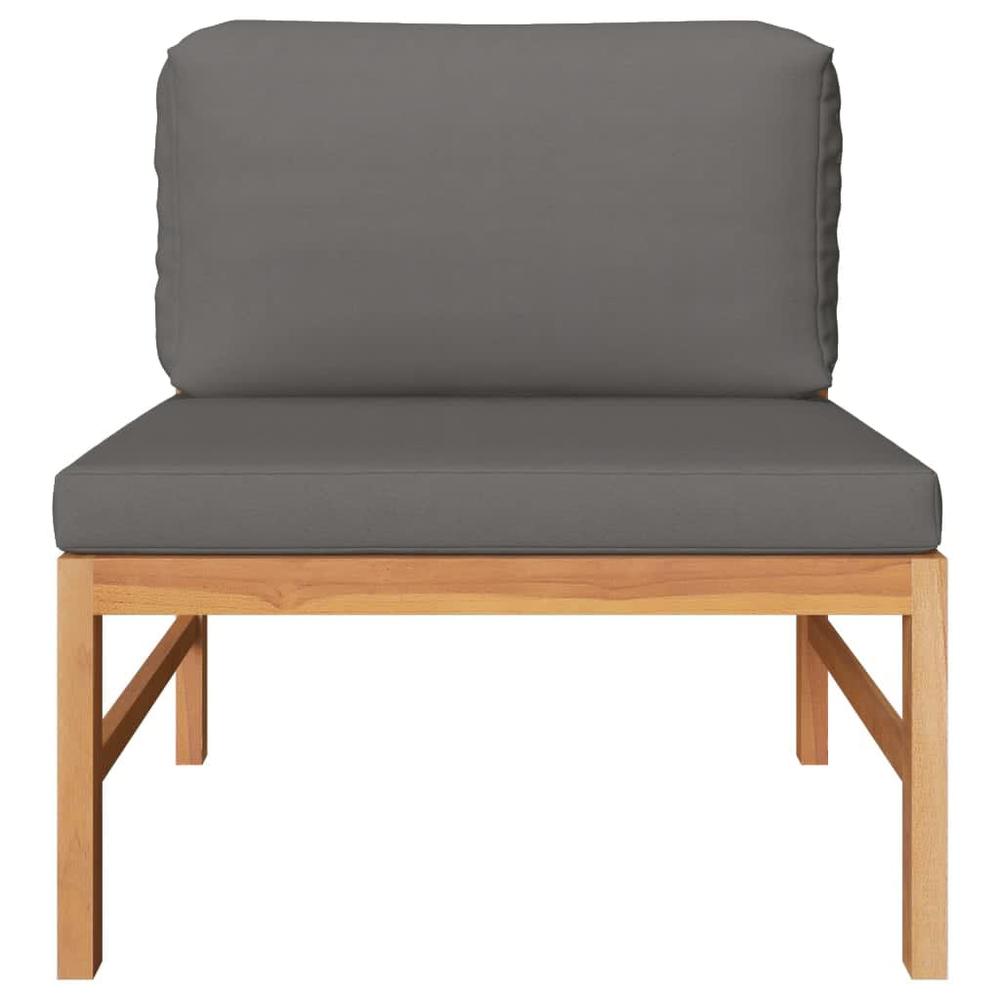 vidaXL 2 Piece Patio Lounge Set with Dark Gray Cushions Teak Wood. Picture 3