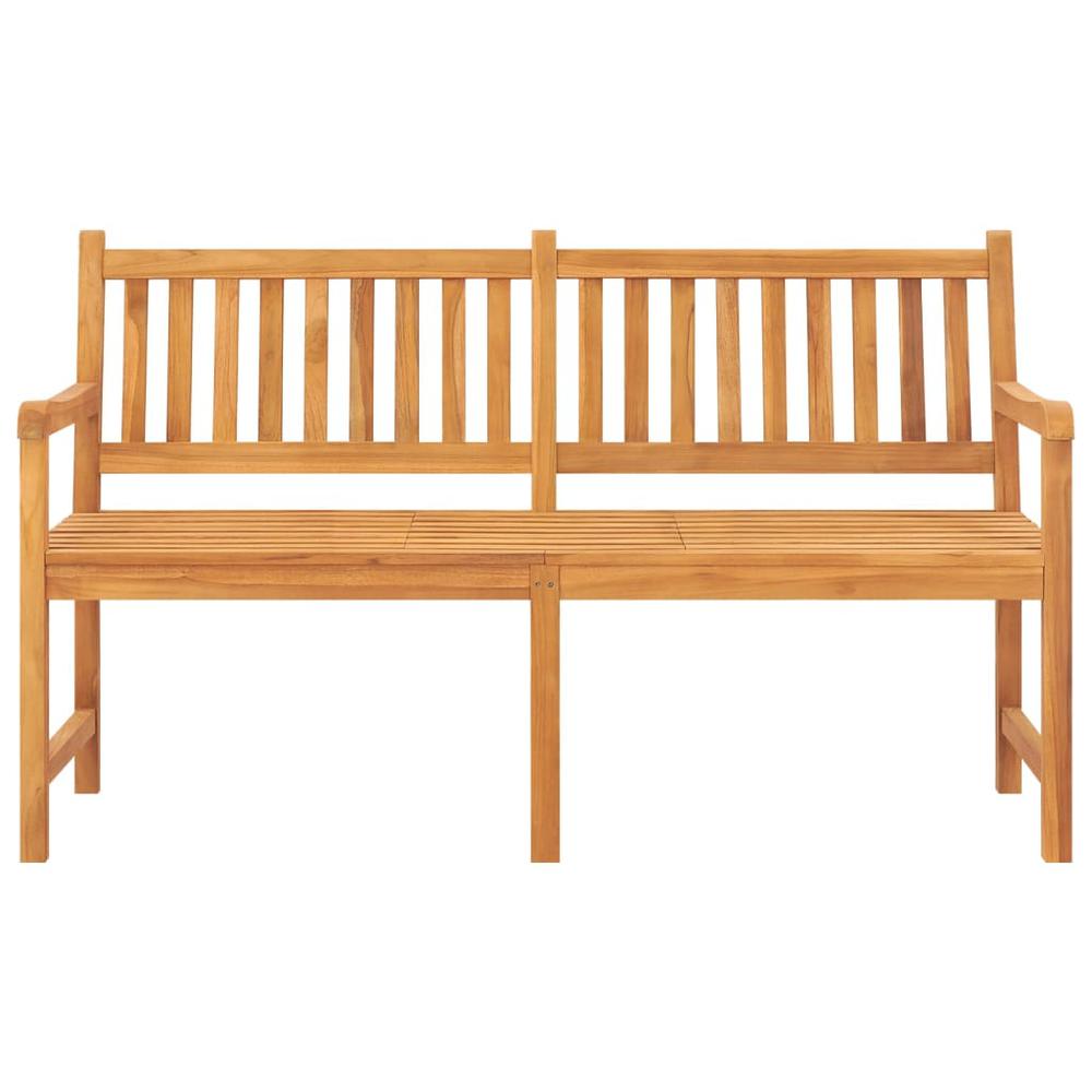 vidaXL 3-Seater Patio Bench with Table 59.1" Solid Teak Wood. Picture 3