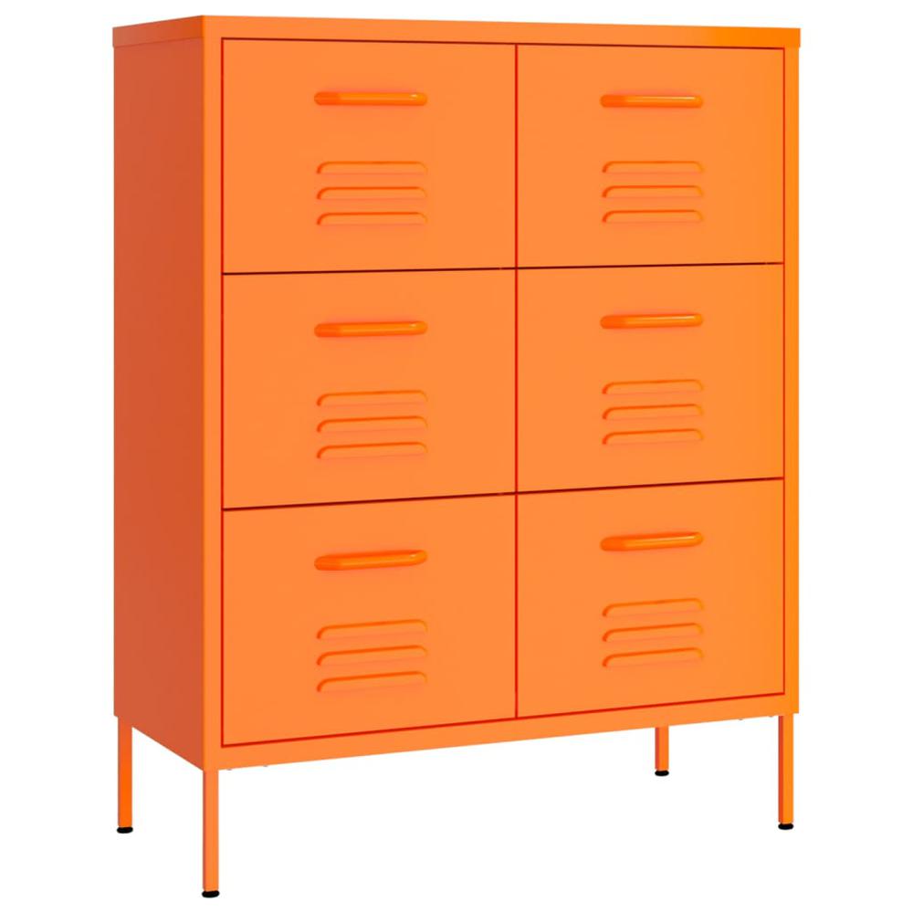 vidaXL Drawer Cabinet Orange 31.5"x13.8"x40" Steel. Picture 2