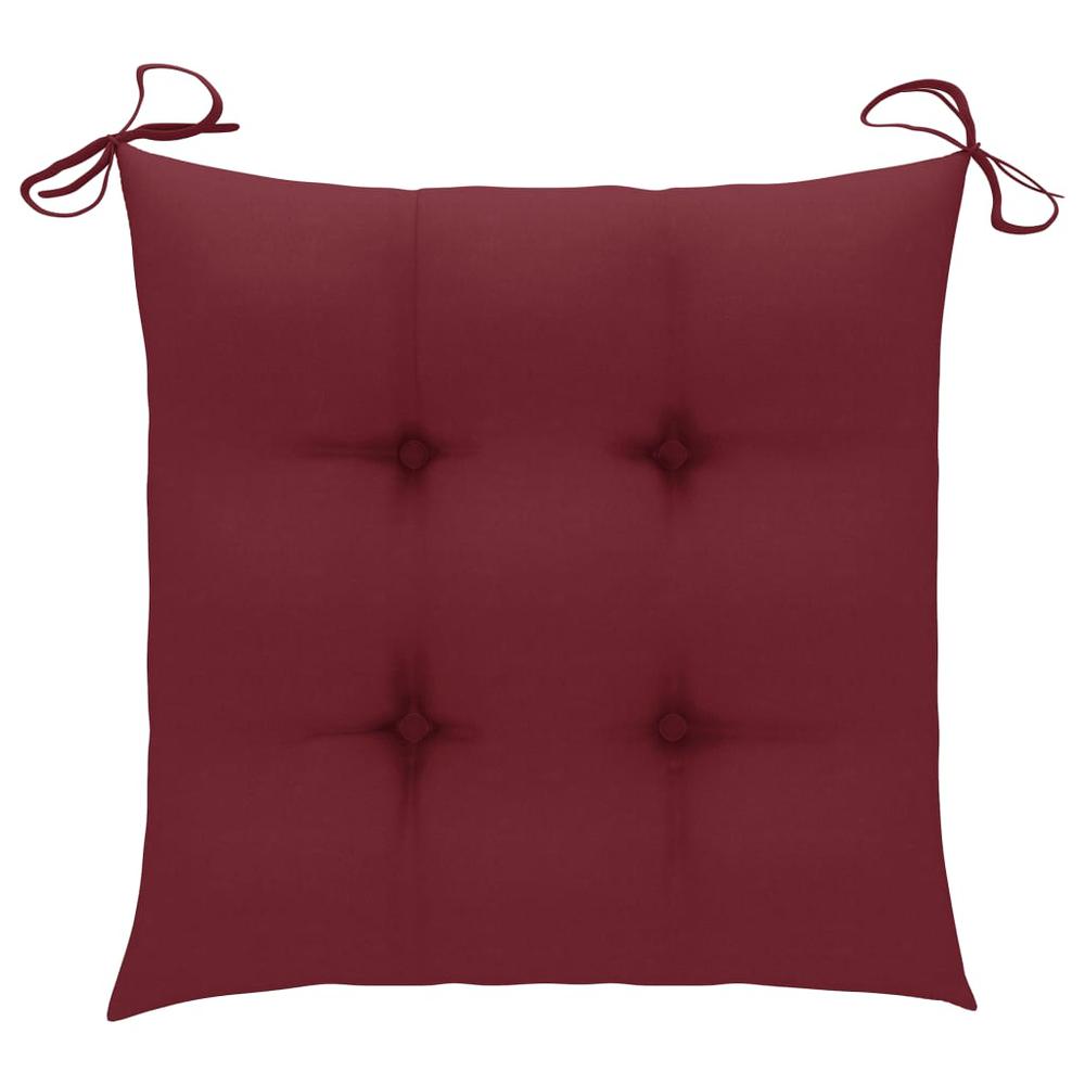 vidaXL Chair Cushions 4 pcs Wine Red 19.7"x19.7"x2.8" Fabric. Picture 2