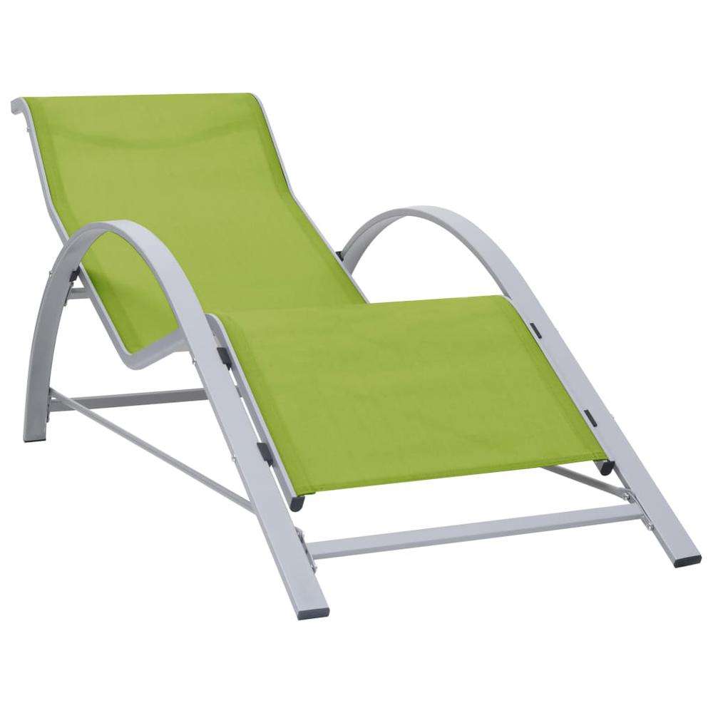 vidaXL Sun Loungers 2 pcs with Table Aluminum Green. Picture 3