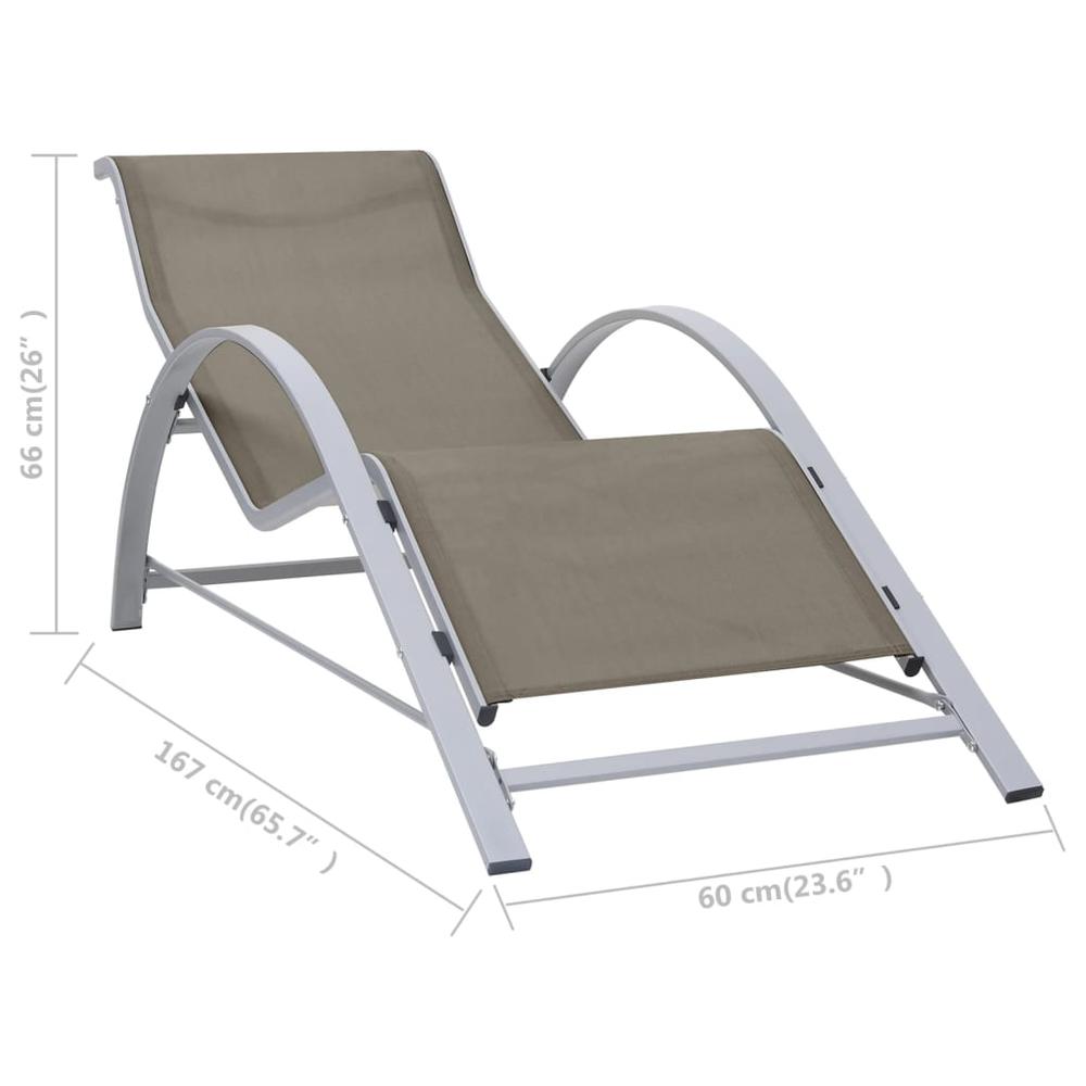 vidaXL Sun Loungers 2 pcs with Table Aluminum Taupe. Picture 12