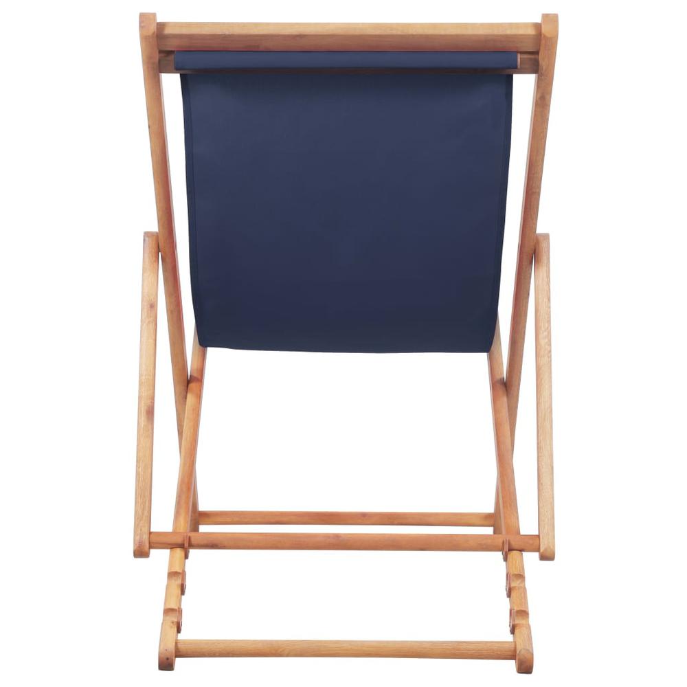 vidaXL Folding Beach Chair Fabric and Wooden Frame Blue, 44000. Picture 4