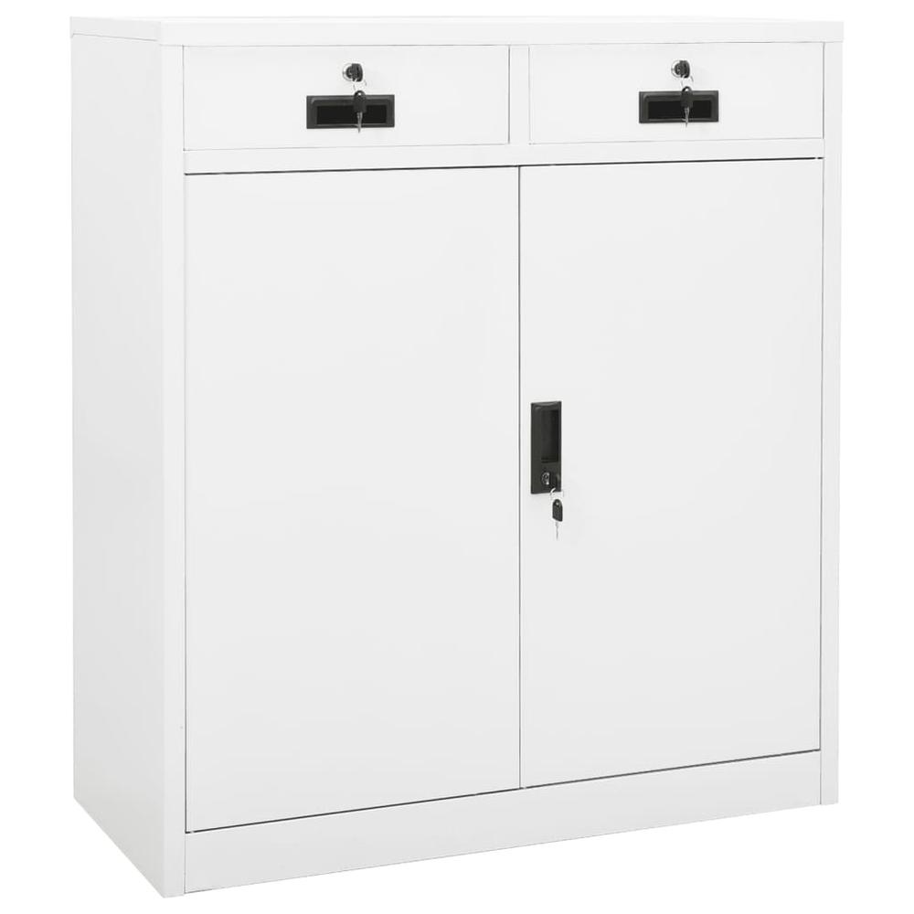 vidaXL Office Cabinet White 35.4"x15.7"x40.2" Steel, 336409. Picture 1