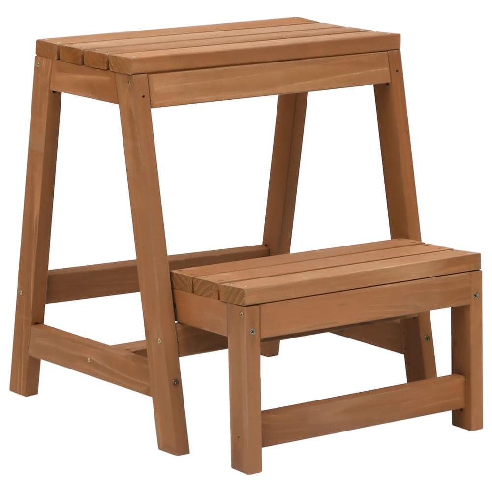 vidaXL Foldable Step Stool Solid Firwood. Picture 1