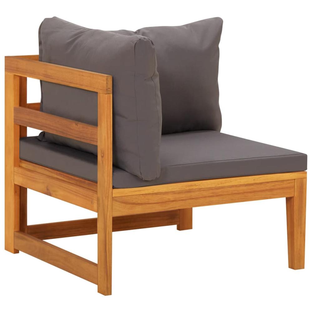 vidaXL Corner Sofa with Dark Gray Cushions Solid Acacia Wood. Picture 3