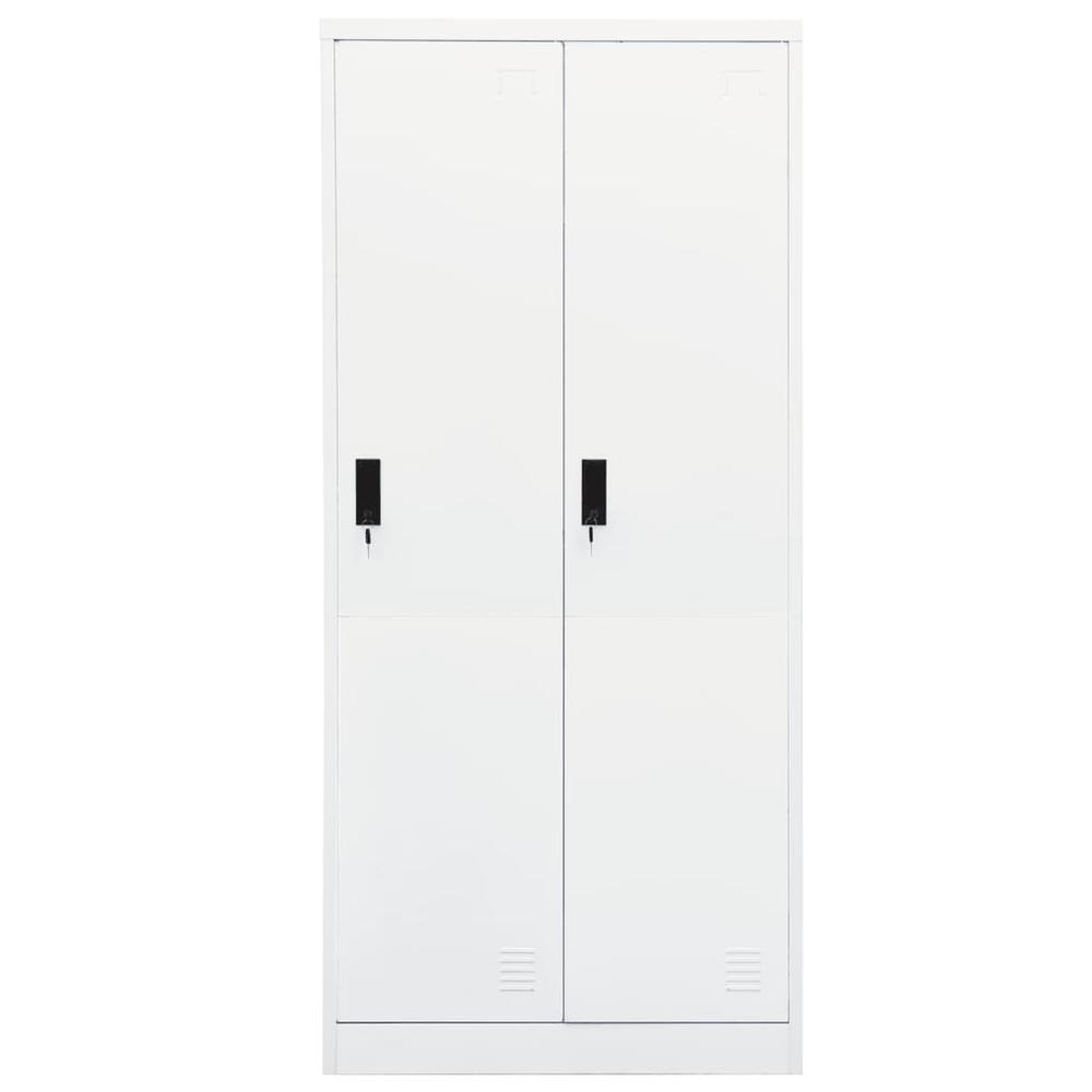 vidaXL Wardrobe White 31.5"x19.7"x70.9" Steel. Picture 2