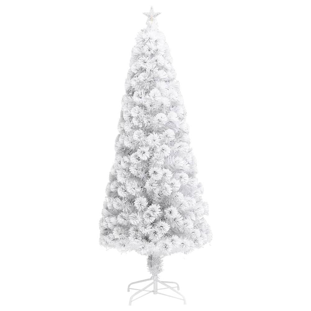 vidaXL Artificial Christmas Tree with LED White 82.7" Fiber Optic. Picture 2