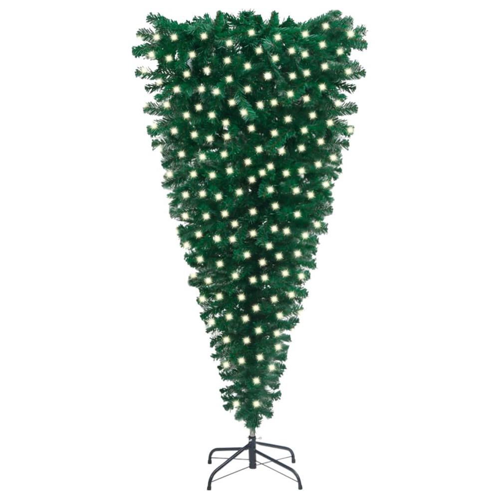 vidaXL Upside-down Artificial Christmas Tree with LEDs Green 82.7". Picture 1
