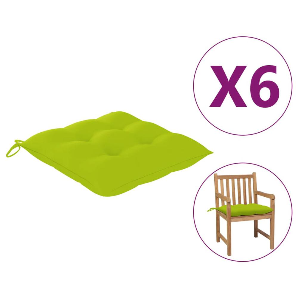 vidaXL Chair Cushions 6 pcs Bright Green 19.7"x19.7"x2.8" Fabric. Picture 1