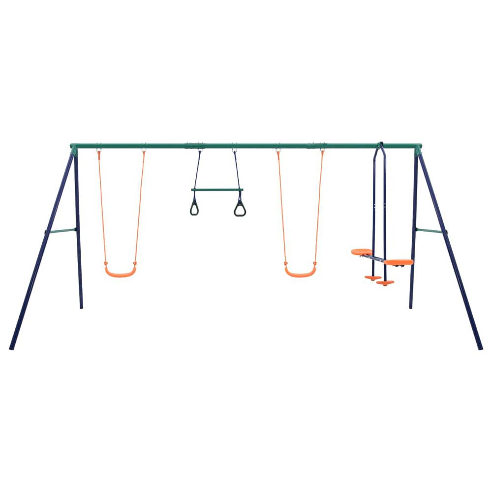 vidaXL Swing Set with Gymnastic Rings and 4 Seats Steel, 92315. Picture 2