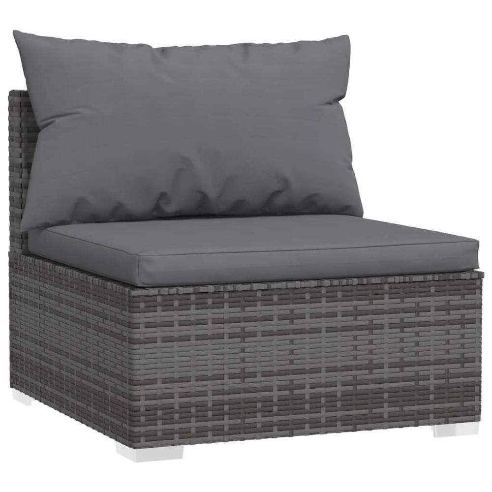 vidaXL 3-Seater Sofa with Cushions Gray Poly Rattan, 317511. Picture 3