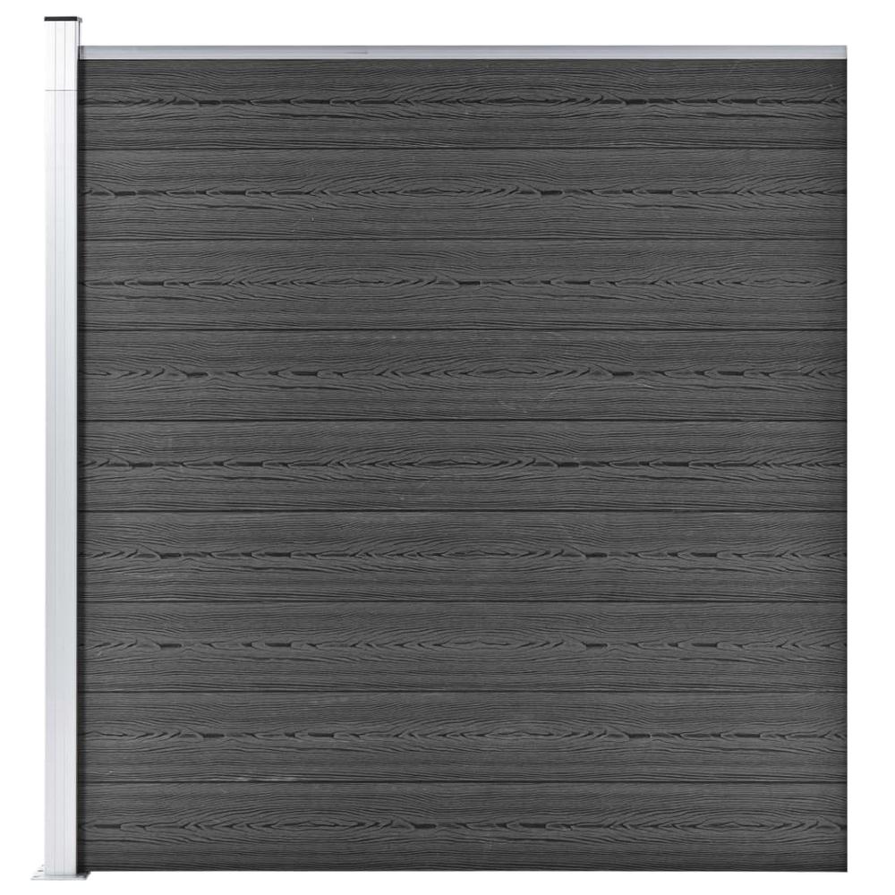 vidaXL Fence Panel WPC 68.9"x73.2" Black. Picture 1