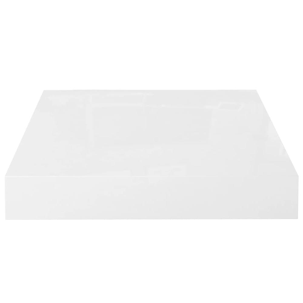 vidaXL Floating Wall Shelf High Gloss White 9.1"x9.3"x1.5" MDF. Picture 4