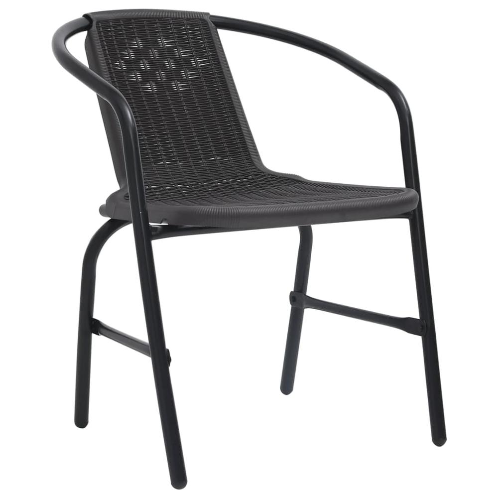 vidaXL Patio Chairs 2 pcs Plastic Rattan and Steel 242.5 lb. Picture 2