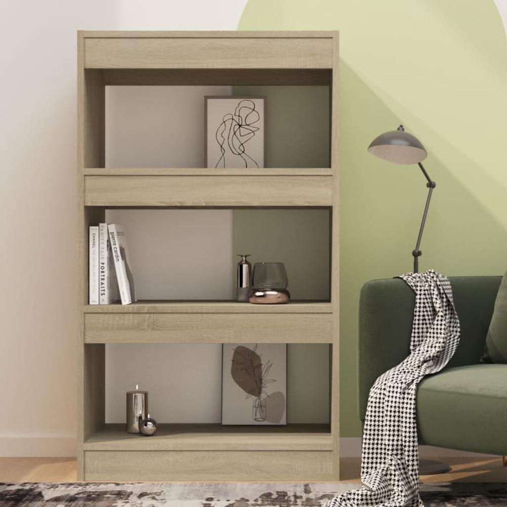 vidaXL Book Cabinet/Room Divider Sonoma Oak 23.6"x11.8"x40.6" Engineered Wood. Picture 3