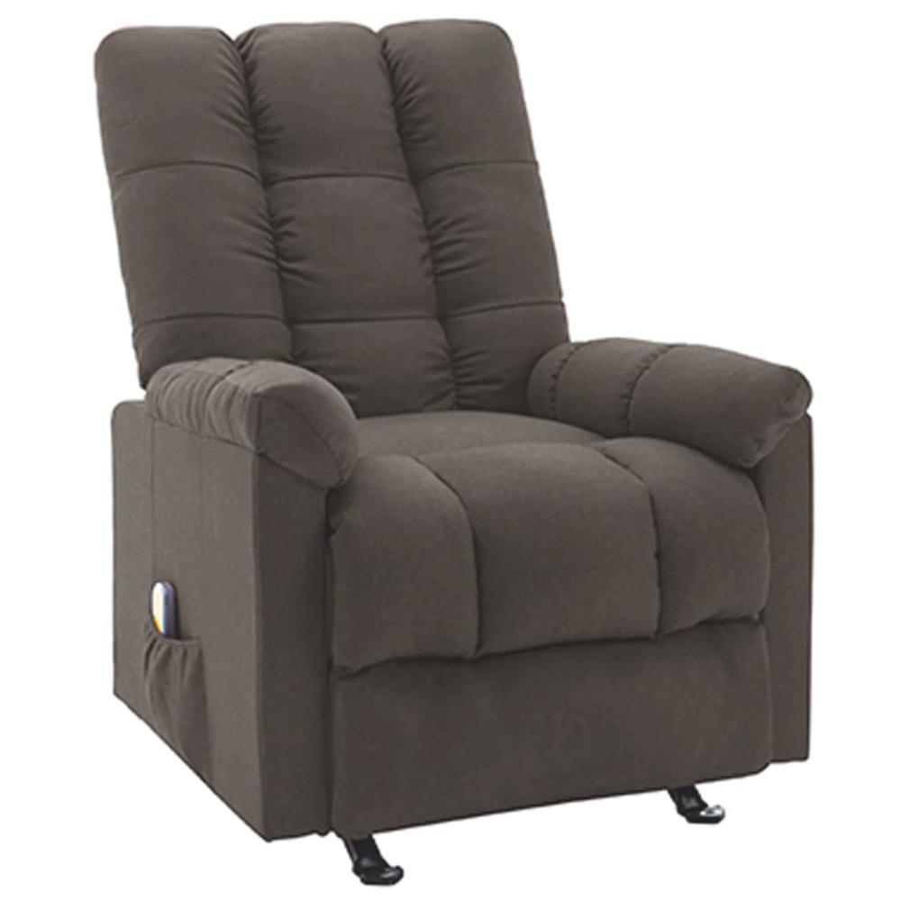 vidaXL Massage Reclining Chair Taupe Fabric. Picture 1