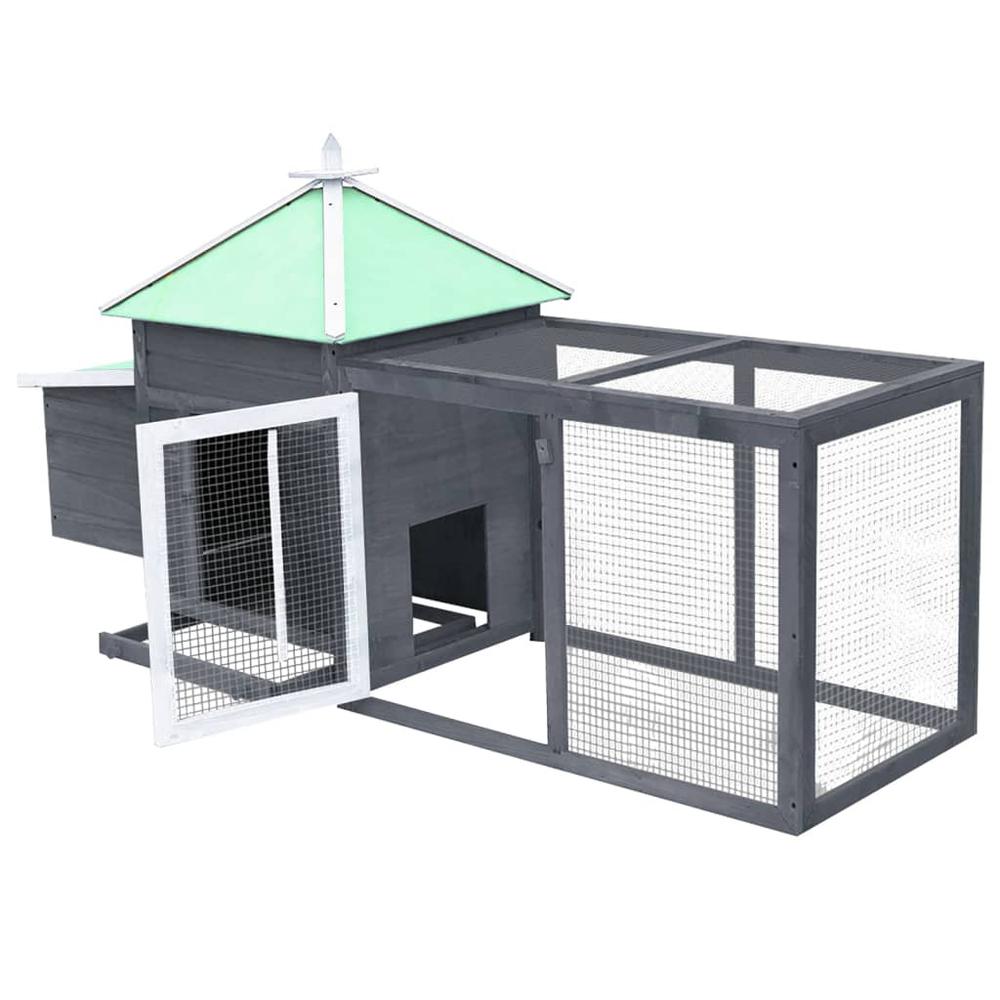 vidaXL Chicken Coop with Nest Box Gray 74.8"x28.3"x40.2" Solid Firwood. Picture 3