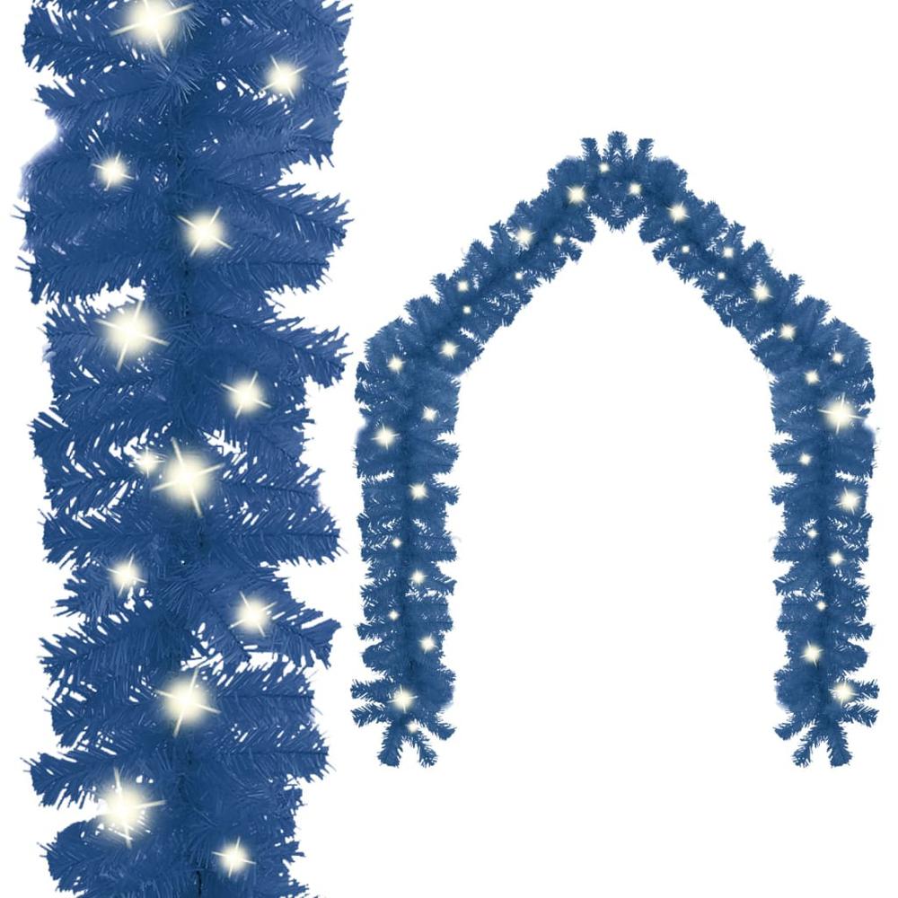 vidaXL Christmas Garland with LED Lights 787.4" Blue. Picture 1