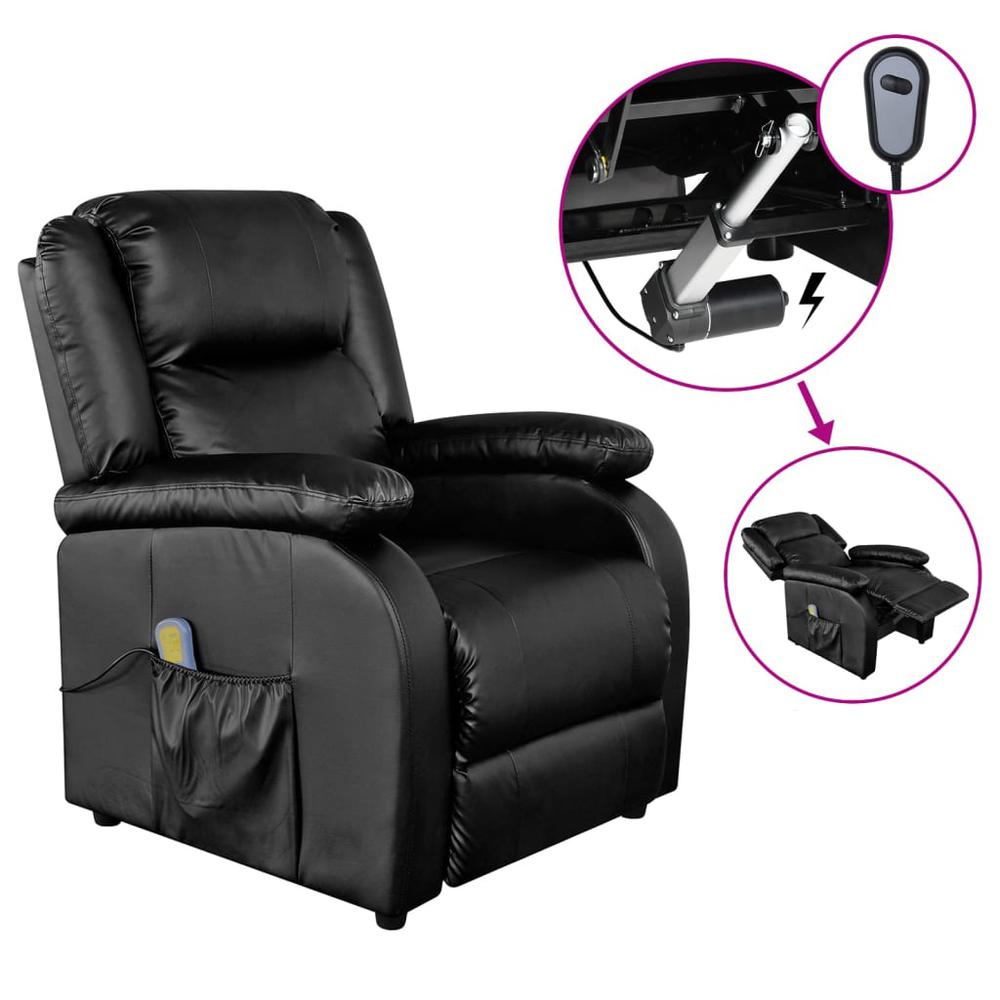 vidaXL Electric Massage Chair Black Faux Leather. Picture 1