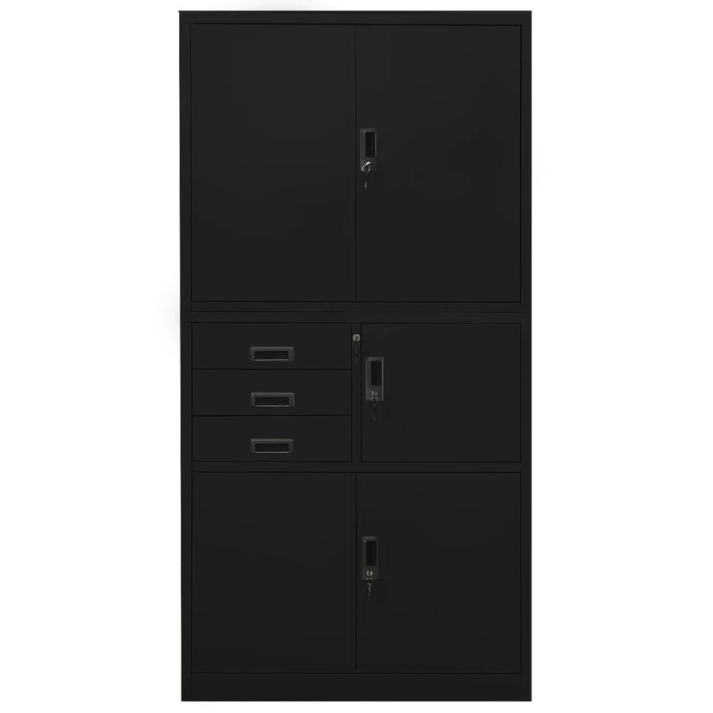 vidaXL Office Cabinet Black 35.4"x15.7"x70.9" Steel, 336415. Picture 2