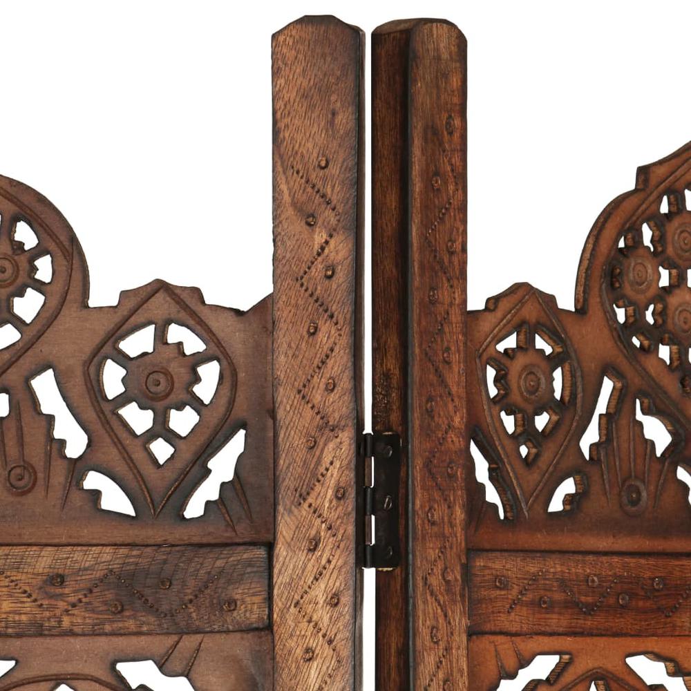 vidaXL Hand carved 3-Panel Room Divider Brown 47.2"x65" Solid Mango Wood, 285324. Picture 4