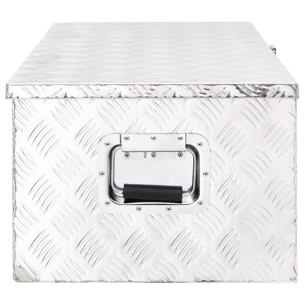vidaXL Storage Box Silver 35.4"x18.5"x13.2" Aluminum. Picture 3