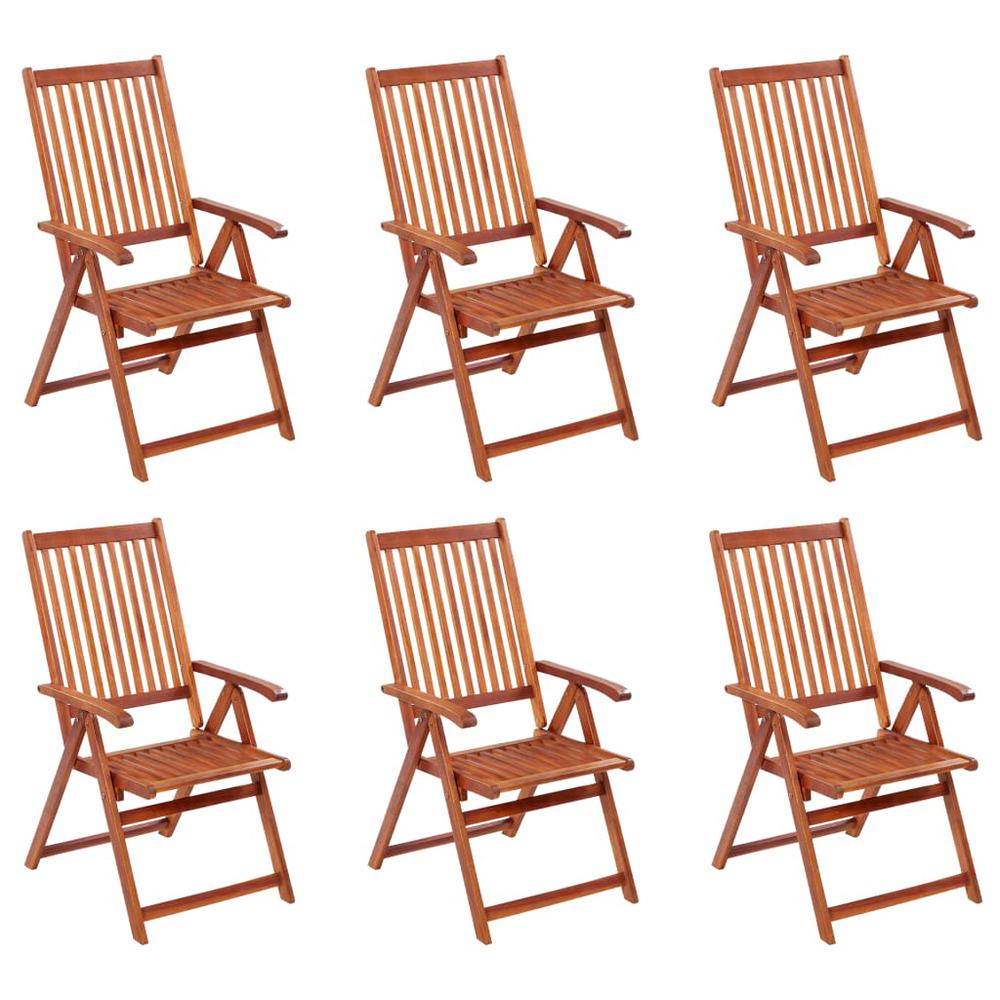 vidaXL Folding Patio Chairs 6 pcs Solid Acacia Wood. Picture 1