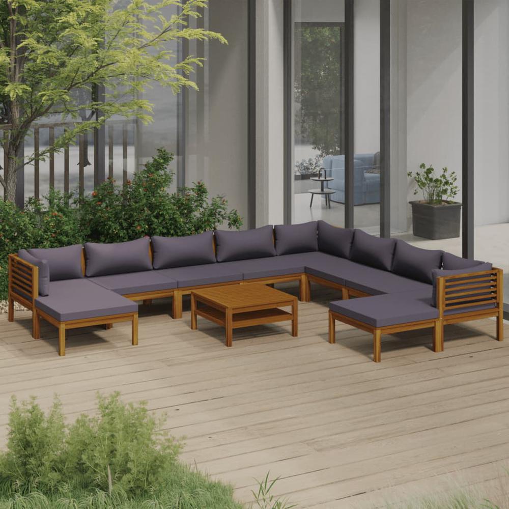 vidaXL 11 Piece Patio Lounge Set with Cushion Solid Acacia Wood. Picture 1