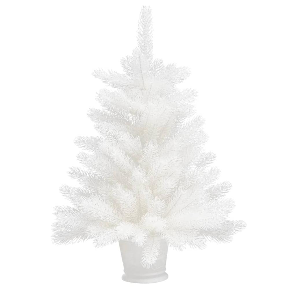 vidaXL Artificial Christmas Tree with LEDs&Ball Set White 25.6", 3077630. Picture 3