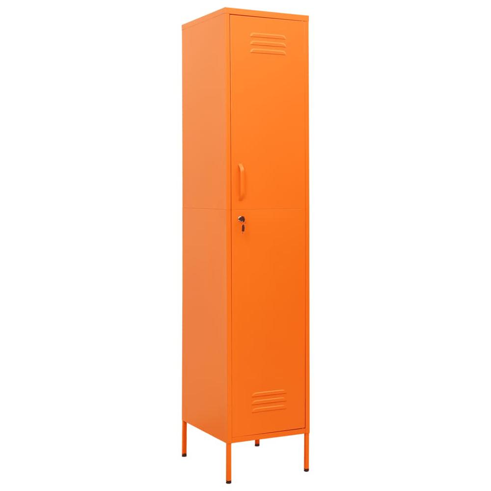 vidaXL Locker Cabinet Orange 13.8"x18.1"x70.9" Steel. Picture 2