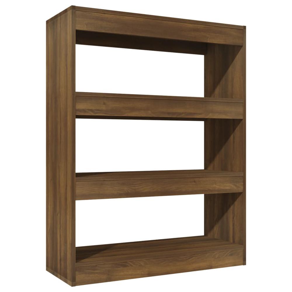 vidaXL Book Cabinet/Room Divider Brown Oak 31.5"x11.8"x40.6" Engineered wood. Picture 2