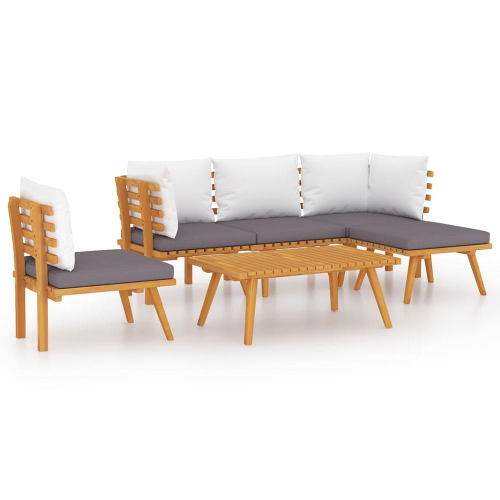 vidaXL 6 Piece Patio Lounge Set with Cushions Solid Acacia Wood, 3087004. Picture 2