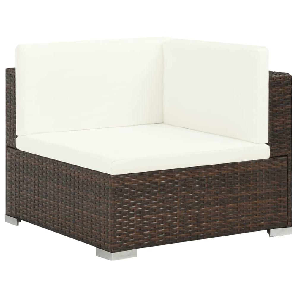 vidaXL 6 Piece Patio Lounge Set with Cushions Poly Rattan Brown, 313747. Picture 3