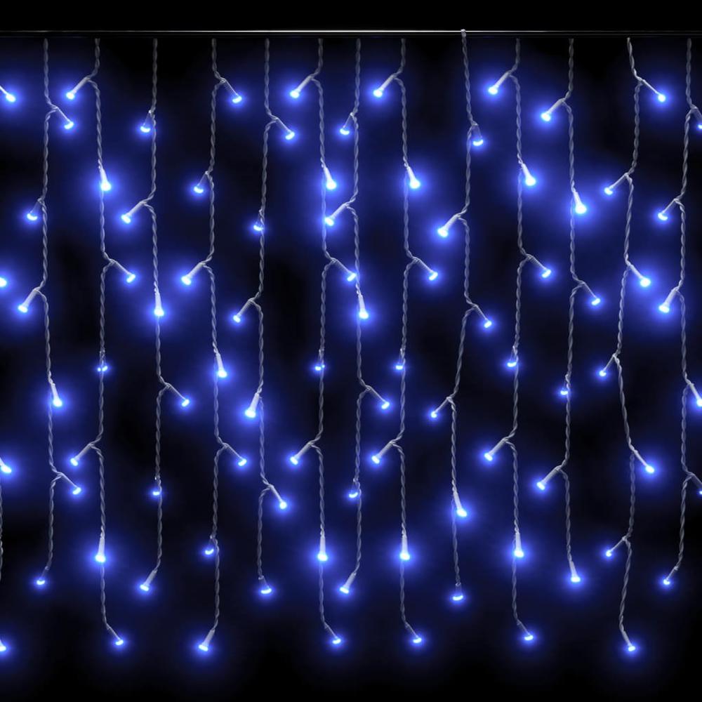 vidaXL LED Curtain Icicle Lights 393.7" 400 LED Blue 8 Function. Picture 4